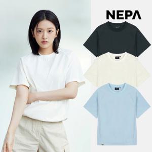 네파 여성 세미 크롭 라운드 티셔츠 냉감 베이직 기본 반팔티 7L45363