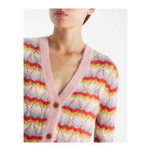 라프리마 메종키츠네 스트라이프 알파카 레이스 가디건 NW00501KF0002 0032