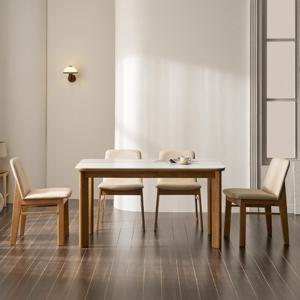 안목 온유 A88 포세린 통 세라믹 원목 4인용 식탁 세트(의자)