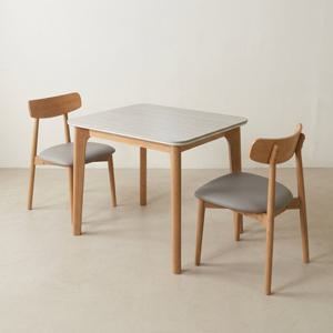 스코나 클라시 포세린 세라믹 원목 800 2인 식탁 세트(원목의자2개)