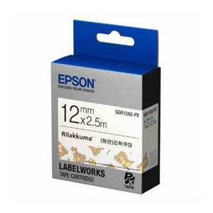 [문구/오피스] 엡손 리락쿠마 라벨테이프 SGR12AS-PX 화이트 12mmx2.5M/ 하얀 리락쿠마 갑 5개입