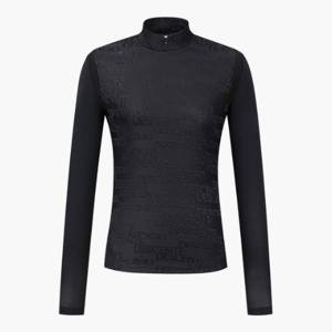 데상트골프웨어 TQT DQ22WFTL45-BLKG 여성 자가드 긴팔 티셔츠 / BLACK