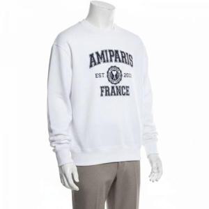 아미 파리스 로고 패치 남성 라운드 맨투맨 화이트 USW008.747 100