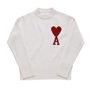 아미 니트 BFUKS006 018 154 아미 드 꾀흐 빅 하트 로고 인타르시아 남성니트 여성니트