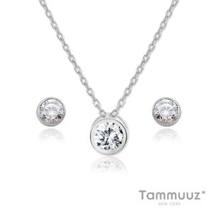 14K 화이트골드-[타뮤즈] 심플핀 2종+체인 세트ws59