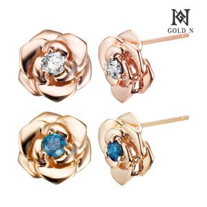 골드앤 18K 어썸로즈 1부 다이아 귀걸이