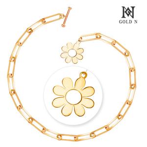 골드앤 14K 리치플라워 클립체인 팔찌 콤비