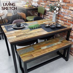 [리빙스케치] 보브 1200x750 빈티지 카페 업소용 테이블 철제 책상 4인 식탁