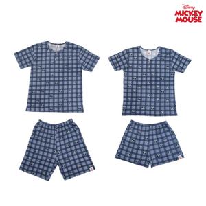 디즈니 커플 남성 여성 홈웨어 반팔 실내복 상하세트 체크
