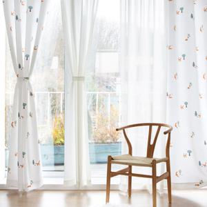 까르데코 드리밍 폭스 화이트암막+무지속지 긴창커튼 4장