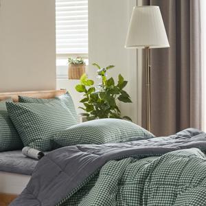 몽쉐어 크림체크 밍크 극세사 차렵이불 베개세트 SS