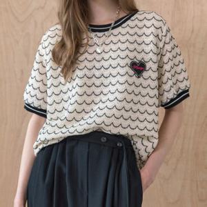 [MAXZA] 물결 레이스 스트링 블라우스 티셔츠