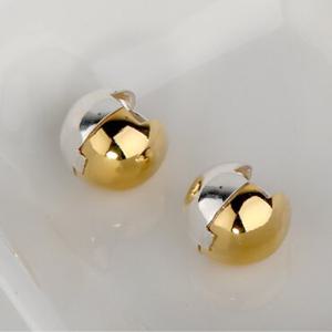 몽슈와 실버 투톤 볼 원터치 귀걸이