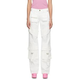 26 SS 블루마린 여성   화이트 데님 카고 팬츠 231901F087033