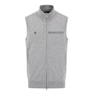 [파리게이츠] (511E4SWA33)남성 도트 로고 자카드 슬리브리스 집업 니트 511E4SWA33