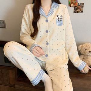 [하젤] 체크팬더 누빔 파자마 잠옷 세트_S4490