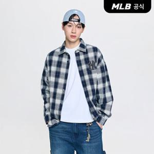 [MLB공식] 26SS 공용 베이직 코튼 플란넬 체크셔츠 NY (Navy) 3AWSB1061-50NYS