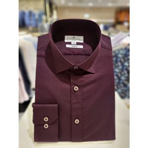 [카운테스마라 와이셔츠] 슬림핏 버건디 솔리드 스판긴팔셔츠 (CDHY3B1302R0) CDHY3B1302