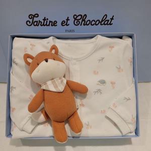 [쇼콜라] 쇼콜라 포레스트내의여우애착인형세트 (TNOWXS173C)가을겨울남아실내복출산백일돌선물 TNOWXS173C