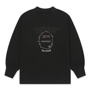 [블루테일] (AZH1TS01BK) 블랙 가로 절개 긴팔 티셔츠 AZH1TS01BK