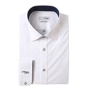 [듀퐁셔츠] 듀퐁셔츠 25 F W SE5FM22LS925SWH 구김 적은 화이트 스판 솔리드 카라배색 슬림핏 스트레치 긴팔 셔츠 SE5SM22LS925