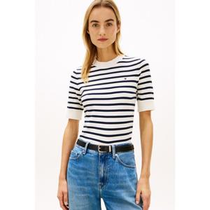 [타미힐피거종합관] 여성 코튼 저지 반팔 스웨터 T22G1KTO065WT2 04S T22G1KTO065WT2