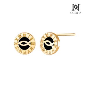 골드앤 18K 피쉬즈 천연오닉스 침귀걸이 6mm