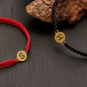 [한국금다이아몬드] 순금 매듭 팔찌 24K 블랙 레드 이니셜 택1 1.125g