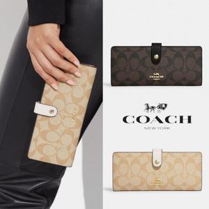 코치(COACH) CH414 여자 시그니처 캔버스 슬림 지갑 장지갑
