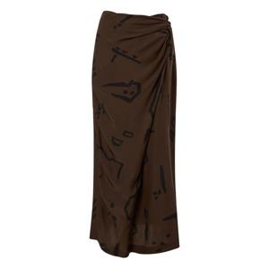 라움 여성  시즌오프LF몰단독ALYSI 브라운 프린트 실크 스커트 CWSK3F409W3
