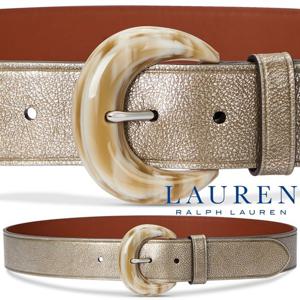 폴로 랄프로렌 17625560 여자 크레센트 버클 와이드 가죽 벨트