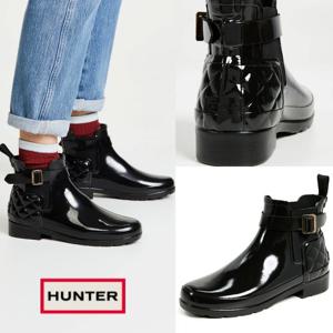 헌터 Hunter B0CRMGCRYZ 여자 유광 첼시 방수 앵클 레인부츠