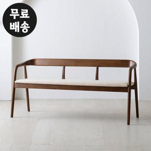 로미 고무나무 원목 패브릭 3인용 벤치 크림베이지