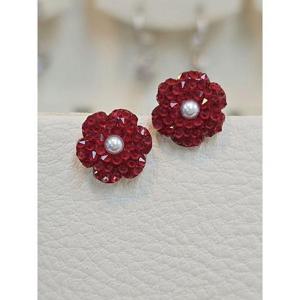 볼라레 세이브존03 볼라레 레드오스트리아스톤 플라워 은침귀걸이 AGSSS1643A