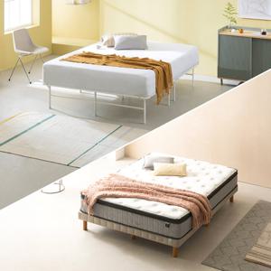 [지누스침대][Q] 스마트베이스 엘리트 화이트 침대SET / 컴포트 서포트 하이브리드 30cm 침대 세트 프레임 퀸