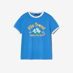 [휠라키즈] Travel club 링거 반팔티셔츠 (FK2RSH2403X_AZU)