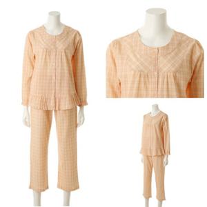 [비너스 란제리] 오렌지 체크 면100 간절기 여자잠옷 VPA4500WG 100사이즈 여성파자마 강연 면 시원한촉감 얇은긴팔 VPA4500WG00