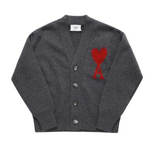 아미 가디건 BFUKC006 018 084 아미 드 꾀흐 빅 하트 로고 인타르시아 브이넥 남성가디건 여성가디건 당일발송
