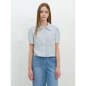 [올리브데올리브] 자수카라 튤립소매 크롭 블라우스 OW5MB445  OW5MB445