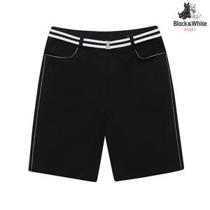 [블랙앤화이트] 여성 여름 스트라이프 벨트 기본핏 5부 반바지 5713LZWP_BLACK