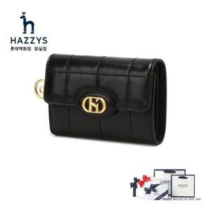 [헤지스]HIWA4E759BK_여성 블랙 퀼팅 소가죽 반지갑