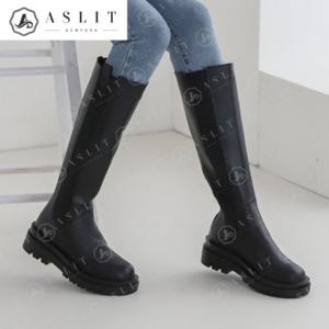 [애슬릿] 여성 오버솔 통굽 첼시 지퍼 롱 부츠 5cm