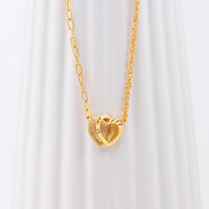 [골드모아] 여자 순금 클립 체인 목걸이 18.75g [라인 더블 하트]