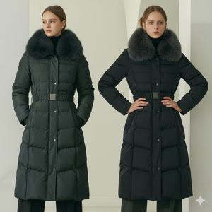 [데니스골프] 25FW 여성 엘레강스 퍼카라 롱다운_RAQWLDJ276