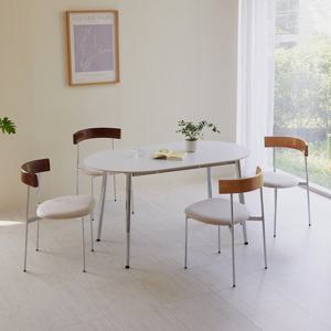 [베스트리빙] 스칸디 크롬 카라 1400 4인 사각/타원 세라믹 식탁세트/의자4개