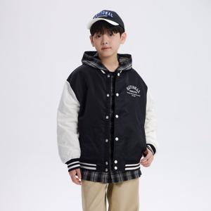 [내셔널지오그래픽키즈]K261UPD910 우븐 베이스볼 패딩 점퍼 CARBON BLACK
