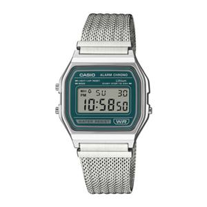 [지샥] 카시오 빈티지 메쉬 그린 사각 스퀘어 메탈 전자 손목 시계 A-158WEM-3DF A158WEM3DF