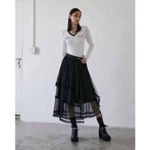 [에고이스트] ER3WS865 도트 레이스 주름 밴딩 롱 스커트 (25년 가을) ER3WS865