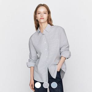 [지오다노]여성 봄 간절기 루즈 오버핏 긴팔 포플린 면 셔츠 346503