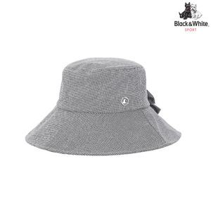 [블랙앤화이트] 여성 잔체크 패턴 탈착 리본 햇모자 8606LAAH_WHITE